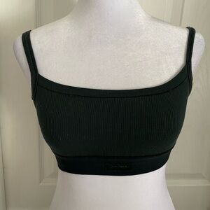 SKIMS Dark Green Ribbed Crop Top
